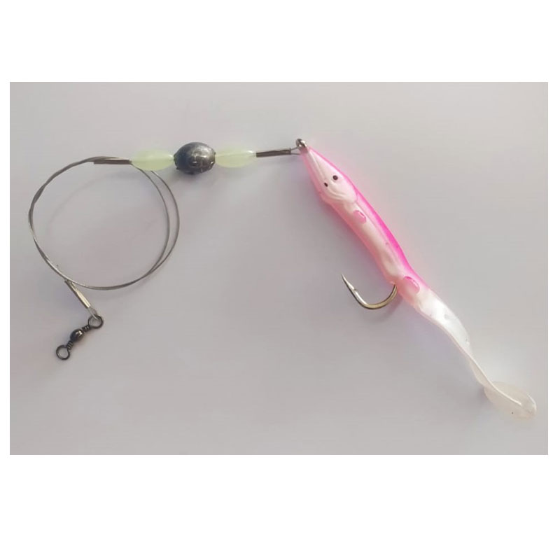 Levrek%20Lüfer%20Avcısı%20Çelik%20Telli%20Silikon%20Balık%20Pembe%2011%20cm