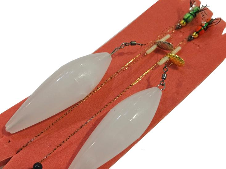 Kefal Alabalık Fly Sinek 2 iğneli Buldo Takım, Şamandıralı At Çek Takım 7,2 gr