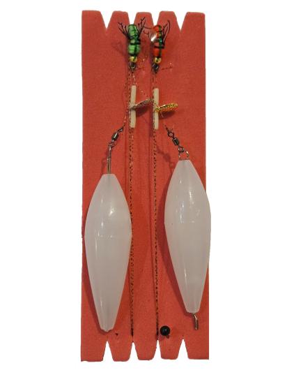 Kefal Alabalık Fly Sinek 2 iğneli Buldo Takım, Şamandıralı At Çek Takım 7,2 gr