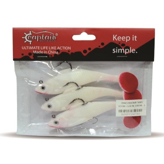 Captain 3568 Cracker Soft 12cm Levrek Turna Silikonu 3’lü Set