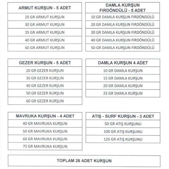ALDOS Gezer, Armut, Surf, Damla, Mavruka Kurşun 26 Adet