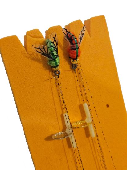Kefal Alabalık Fly Sinek 2 iğneli Buldo Takım, Şamandıralı At Çek Takım 3,2 gr