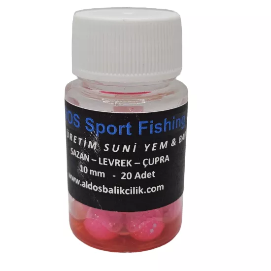 ALDOS Çilek Kokulu 10 mm Silikon Yumuşak Sazan Turna Çupra Levrek Dip Yemi (20 Adet)