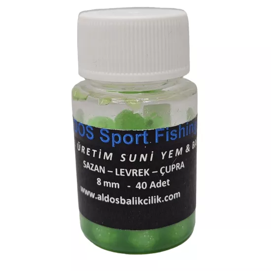 ALDOS Sarımsak Kokulu 8 mm Silikon Yumuşak Sazan Turna Çupra Levrek Dip Yemi (40 Adet)