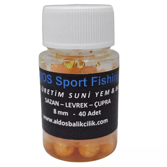ALDOS Vanilya Kokulu 8 mm Silikon Yumuşak Sazan Turna Çupra Levrek Dip Yemi (40 Adet)