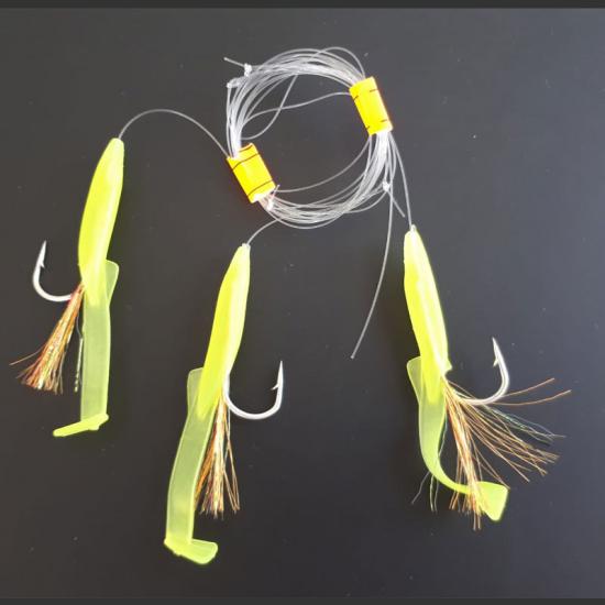ALDOS Silikon At Çek Takımı, V8 Silikon Balıklı Çapari 6,5 cm Limon